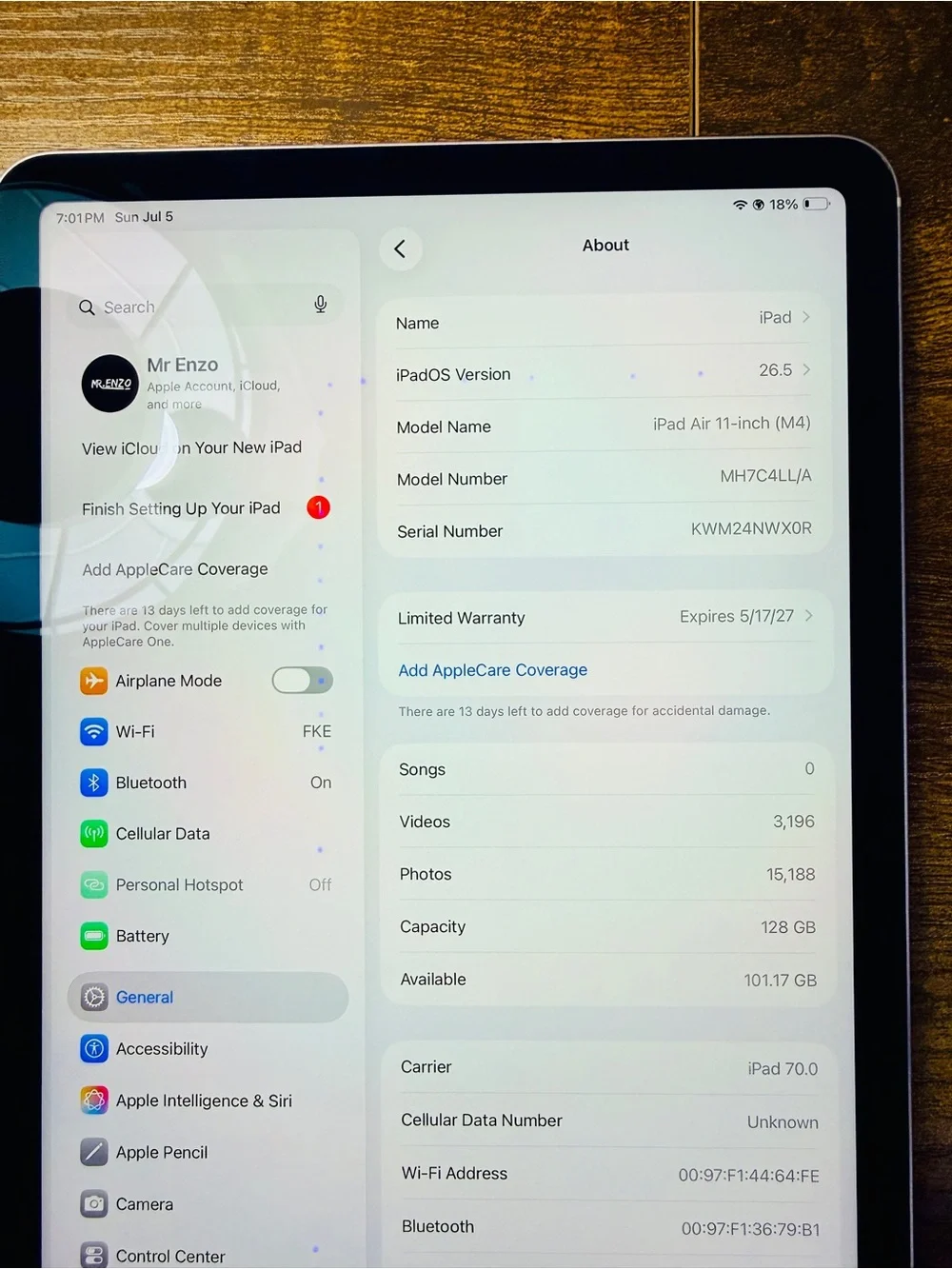 Apple ipad Air 11 inch (M4) - Cellular + WIFI
